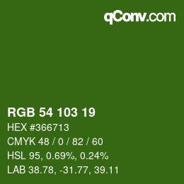 Color code: RGB 54 103 19 | qconv.com