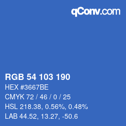 Color code: RGB 54 103 190 | qconv.com
