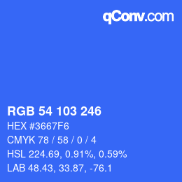 Color code: RGB 54 103 246 | qconv.com