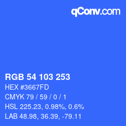 Color code: RGB 54 103 253 | qconv.com