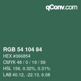 Code couleur: RGB 54 104 84 | qconv.com