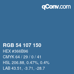 颜色代码: RGB 54 107 150 | qconv.com