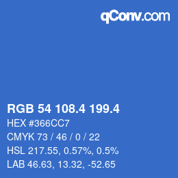 カラーコード: RGB 54 108.4 199.4 | qconv.com