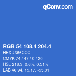 カラーコード: RGB 54 108.4 204.4 | qconv.com