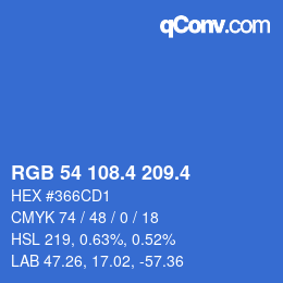 カラーコード: RGB 54 108.4 209.4 | qconv.com