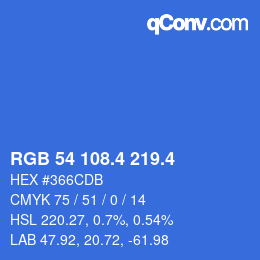 カラーコード: RGB 54 108.4 219.4 | qconv.com