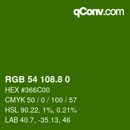 カラーコード: RGB 54 108.8 0 | qconv.com