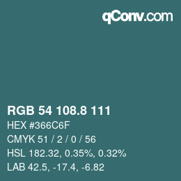 Color code: RGB 54 108.8 111 | qconv.com