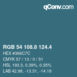 カラーコード: RGB 54 108.8 124.4 | qconv.com