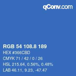 カラーコード: RGB 54 108.8 189 | qconv.com
