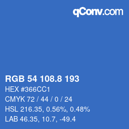 Color code: RGB 54 108.8 193 | qconv.com