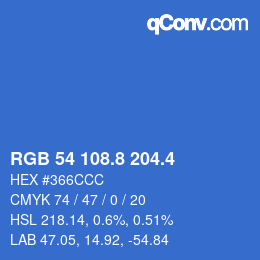 カラーコード: RGB 54 108.8 204.4 | qconv.com