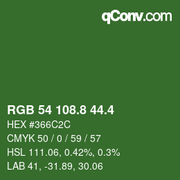 カラーコード: RGB 54 108.8 44.4 | qconv.com