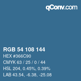 Color code: RGB 54 108 144 | qconv.com