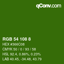 カラーコード: RGB 54 108 8 | qconv.com
