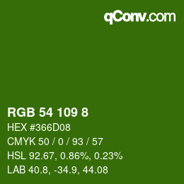 颜色代码: RGB 54 109 8 | qconv.com
