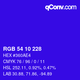 カラーコード: RGB 54 10 228 | qconv.com