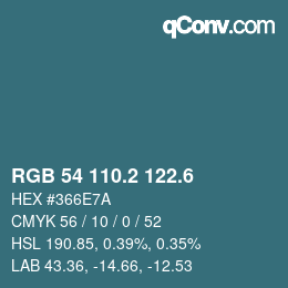 カラーコード: RGB 54 110.2 122.6 | qconv.com