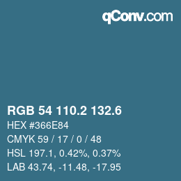 カラーコード: RGB 54 110.2 132.6 | qconv.com