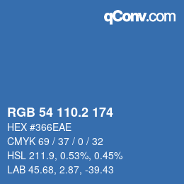 カラーコード: RGB 54 110.2 174 | qconv.com