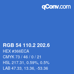 カラーコード: RGB 54 110.2 202.6 | qconv.com