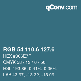 カラーコード: RGB 54 110.6 127.6 | qconv.com