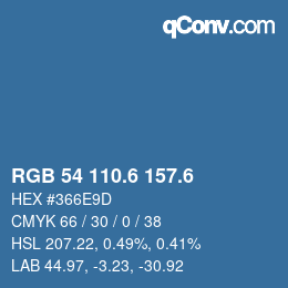 カラーコード: RGB 54 110.6 157.6 | qconv.com