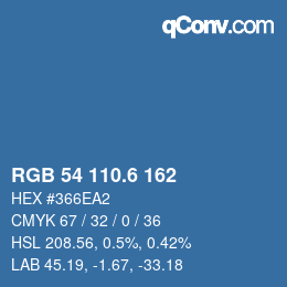 カラーコード: RGB 54 110.6 162 | qconv.com