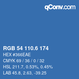 カラーコード: RGB 54 110.6 174 | qconv.com