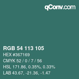 Color code: RGB 54 113 105 | qconv.com