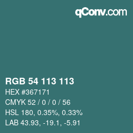Color code: RGB 54 113 113 | qconv.com