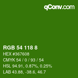 Color code: RGB 54 118 8 | qconv.com