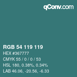 Color code: RGB 54 119 119 | qconv.com