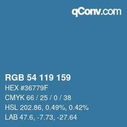 カラーコード: RGB 54 119 159 | qconv.com