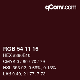 カラーコード: RGB 54 11 16 | qconv.com