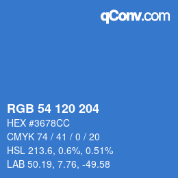 Color code: RGB 54 120 204 | qconv.com