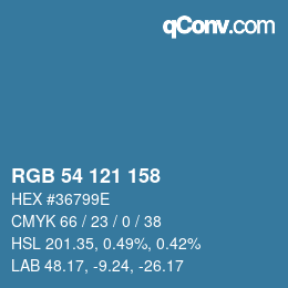 Color code: RGB 54 121 158 | qconv.com