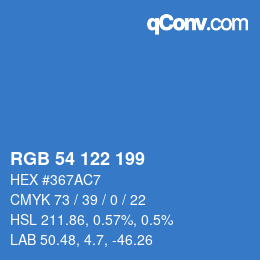 Color code: RGB 54 122 199 | qconv.com
