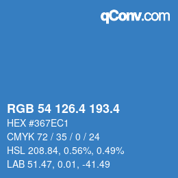 カラーコード: RGB 54 126.4 193.4 | qconv.com