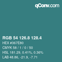 カラーコード: RGB 54 126.8 128.4 | qconv.com