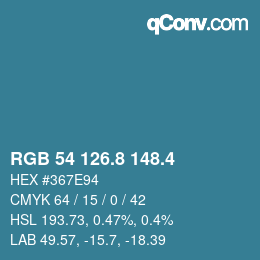 カラーコード: RGB 54 126.8 148.4 | qconv.com