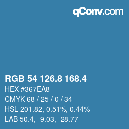 カラーコード: RGB 54 126.8 168.4 | qconv.com
