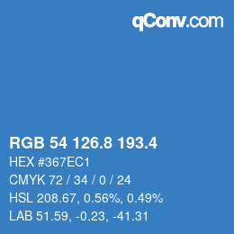 カラーコード: RGB 54 126.8 193.4 | qconv.com
