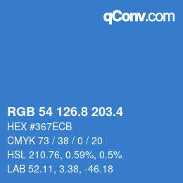 カラーコード: RGB 54 126.8 203.4 | qconv.com