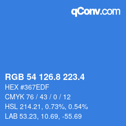 カラーコード: RGB 54 126.8 223.4 | qconv.com