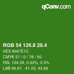 カラーコード: RGB 54 126.8 28.4 | qconv.com