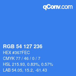 カラーコード: RGB 54 127 236 | qconv.com