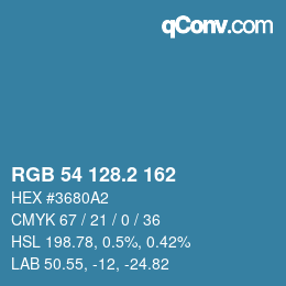 カラーコード: RGB 54 128.2 162 | qconv.com