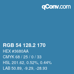 カラーコード: RGB 54 128.2 170 | qconv.com