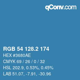 カラーコード: RGB 54 128.2 174 | qconv.com